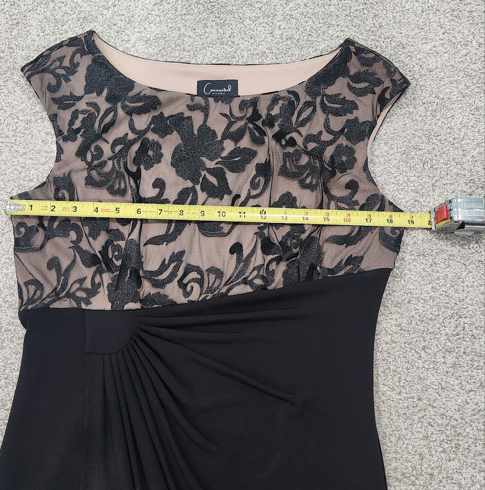 Connected Apparel dress black lace upper With Brown Underline Soutache Faux-Wrap - Picture 6 of 6